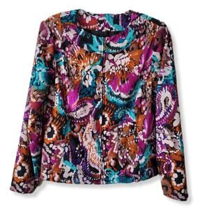 Women Molly Maxx Zip Blazer Jacket S Paisley Colorful Artsy Colorful Art To Wear